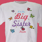Butterfly and Flowers Personalized Big Sister T-shirt